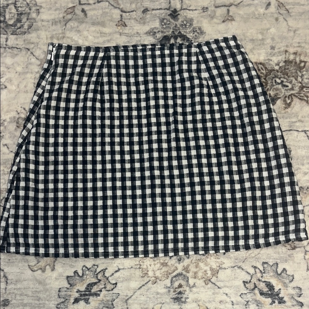 Gingham Mini Skirt Black White Y2K Brandy Style Preppy Summer Elastic Waist - Picture 6 of 6